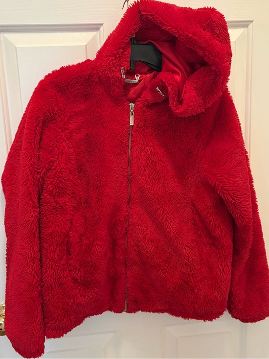 Jou Jou Jackets & Blazers - Jou Jou Red Faux Fur Jacket
